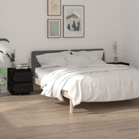 Tables de chevet 2 pcs Noir 40x35x50 cm Bois de pin solide 622163622163