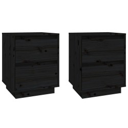 Tables de chevet 2 pcs Noir 40x35x50 cm Bois de pin solide 622163622163