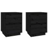 Tables de chevet 2 pcs Noir 40x35x50 cm Bois de pin solide 622163622163