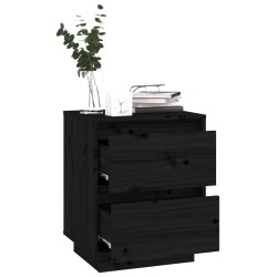 Tables de chevet 2 pcs Noir 40x35x50 cm Bois de pin solide 622163622163