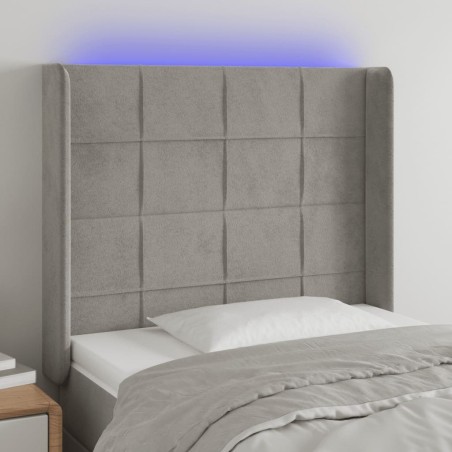 Tête de lit à LED Gris clair 103x16x118/128 cm Velours 622166622166