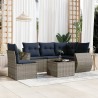 Ensemble de canapé de jardin 6 pcs avec coussins gris résine tressée 622172622172