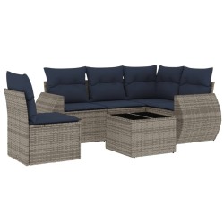 Ensemble de canapé de jardin 6 pcs avec coussins gris résine tressée 622172622172
