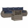 Ensemble de canapé de jardin 5 pcs avec coussins gris résine tressée 622174622174