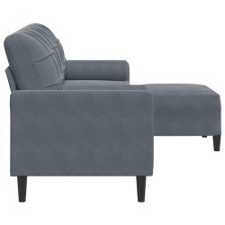 Canapé à 3 places avec repose-pieds Gris foncé 210 cm Velours 622177622177