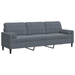 Canapé 3 places avec oreillers gris foncé 210 cm velours 622179622179