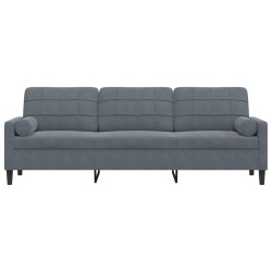 Canapé 3 places avec oreillers gris foncé 210 cm velours 622179622179