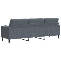 Canapé 3 places avec oreillers gris foncé 210 cm velours 622179622179