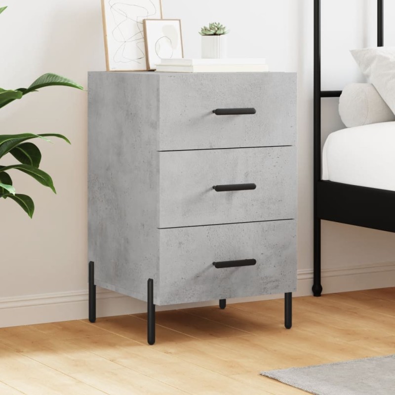 Table de chevet gris béton 40x40x66 cm bois d'ingénierie 622186622186