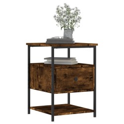 Table de chevet chêne fumé 40x42x56 cm bois d'ingénierie 622197622197