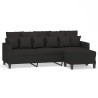 Canapé à 3 places avec repose-pieds Noir 180 cm Tissu 622199622199