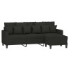 Canapé à 3 places avec repose-pieds Noir 180 cm Tissu 622199622199