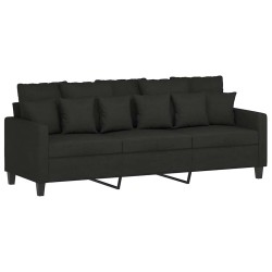 Canapé à 3 places avec repose-pieds Noir 180 cm Tissu 622199622199