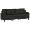 Canapé à 3 places avec repose-pieds Noir 180 cm Tissu 622199622199