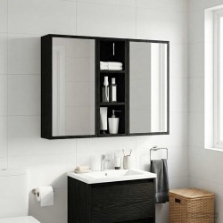 Armoire murale de salle de bain Chêne Noir 20 x 16 x 62,5 cm 622212622212
