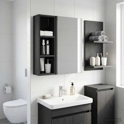 Armoire murale de salle de bain Chêne Noir 20 x 16 x 62,5 cm 622212622212