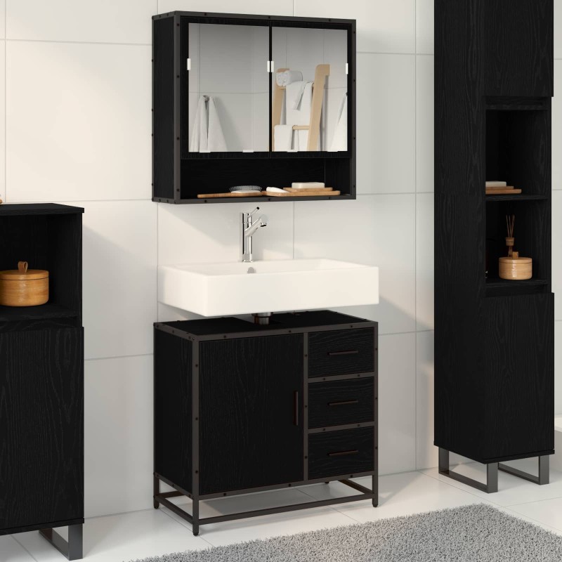 Cabinet de salle de bain avec tiroir Chêne noir 65 x 33 x 60 cm 622214622214