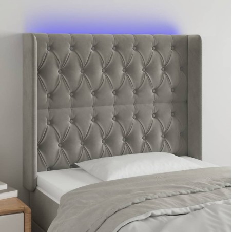 Tête de lit à LED Gris clair 103x16x118/128 cm Velours 622220622220