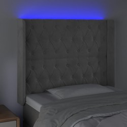 Tête de lit à LED Gris clair 103x16x118/128 cm Velours 622220622220