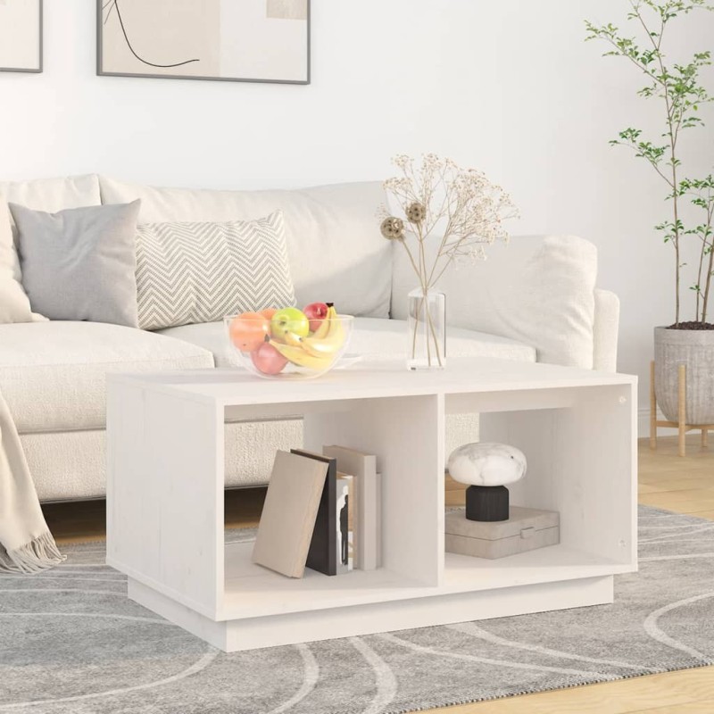 Table basse Blanc 80x50x40 cm Bois massif de pin 622227622227