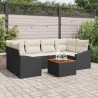 Ensemble de canapé de jardin 7 pcs Noir et Crème polyrotin 622230622230