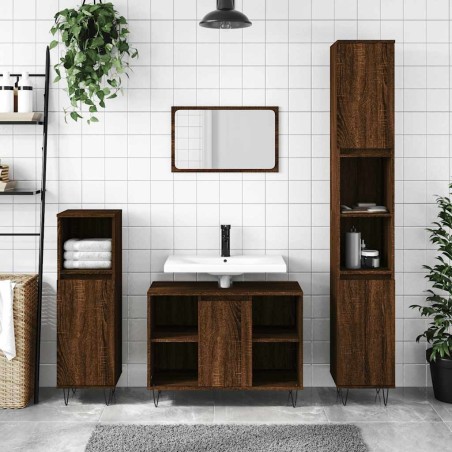 Armoire salle de bain chêne marron 80x33x60cm bois d'ingénierie 622240622240
