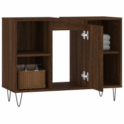 Armoire salle de bain chêne marron 80x33x60cm bois d'ingénierie 622240622240