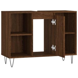 Armoire salle de bain chêne marron 80x33x60cm bois d'ingénierie 622240622240