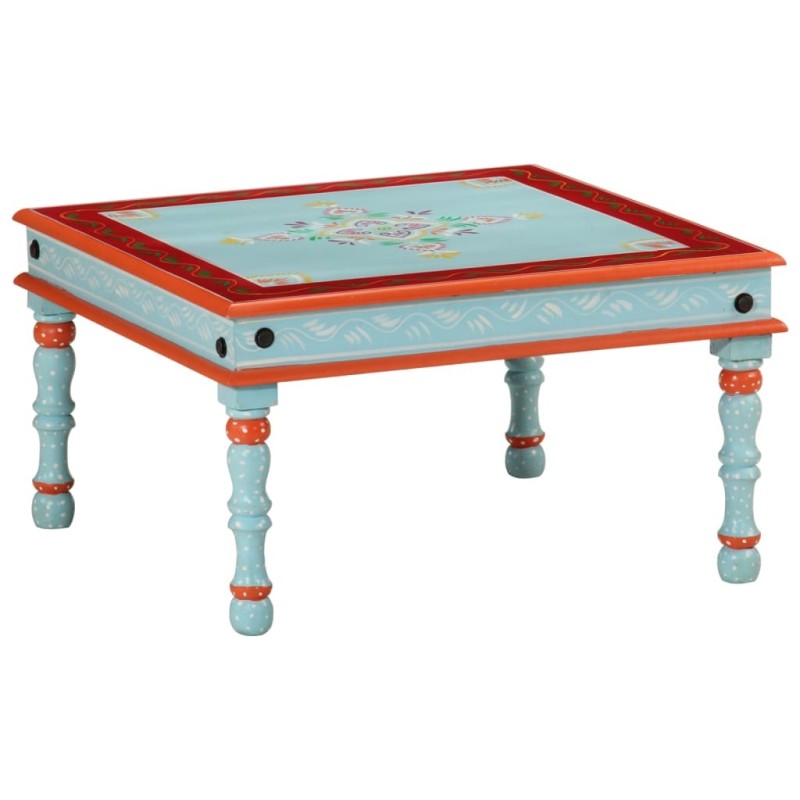 Table basse bleu bois de manguier massif peint à la main 622246622246