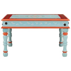 Table basse bleu bois de manguier massif peint à la main 622246622246