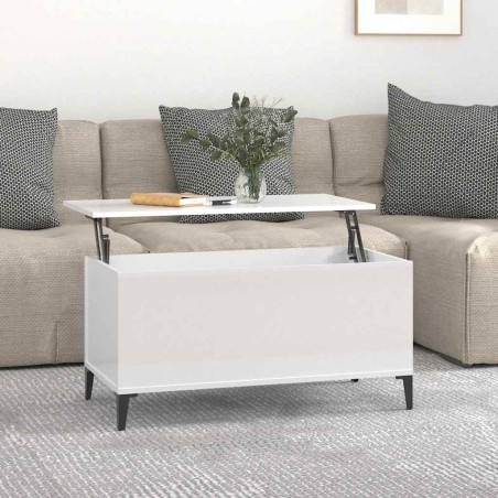 Table basse Blanc brillant 90x44,5x45 cm Bois d'ingénierie 622250622250