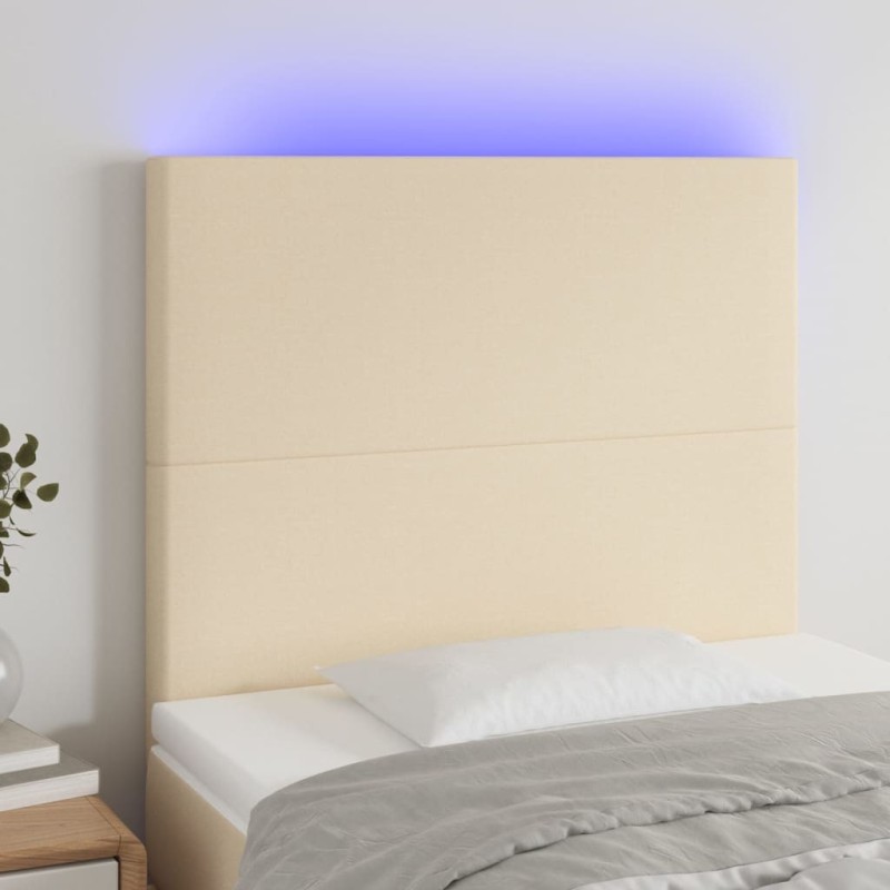 Tête de lit à LED Crème 100x5x118/128 cm Tissu 622256622256