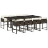 Ensemble à manger de jardin et coussins 9 pcs marron poly rotin 622257622257