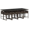 Ensemble à manger de jardin et coussins 9 pcs marron poly rotin 622257622257