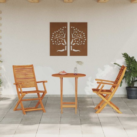 Ensemble bistro pliant 3 pcs Marron Bois d'Acacia Massif 622285622285