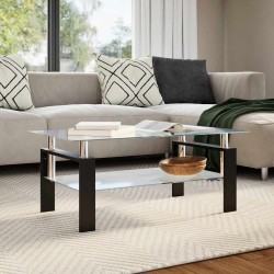 Table basse Gris et transparent 95x55x40 cm Verre trempé 622293622293