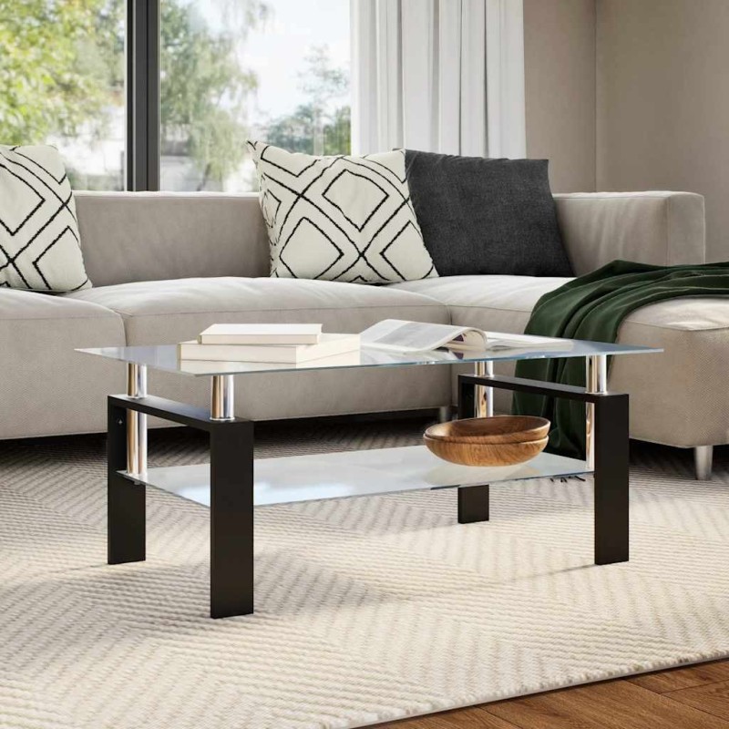 Table basse Gris et transparent 95x55x40 cm Verre trempé 622293622293