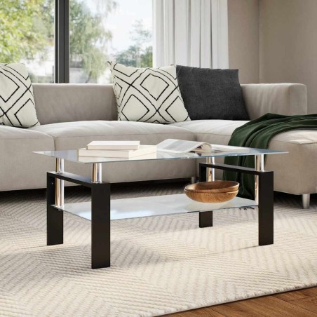Table basse Gris et transparent 95x55x40 cm Verre trempé 622293622293