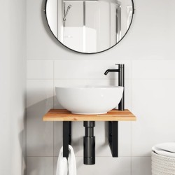 Étagère de vasque murale acier et bois massif d'acacia 622294622294