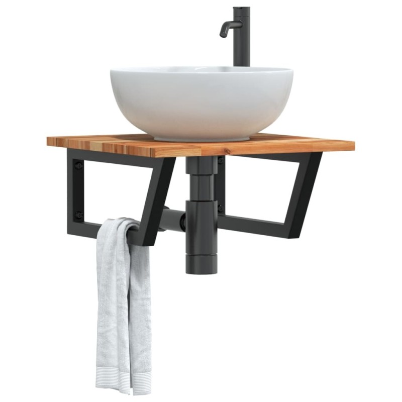 Étagère de vasque murale acier et bois massif d'acacia 622300622300