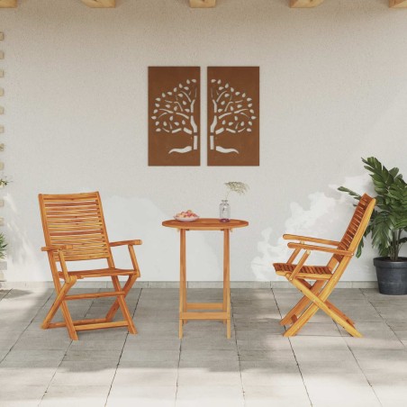 Ensemble bistro pliant 3 pcs Marron Bois d'Acacia Massif 622305622305
