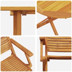 Ensemble bistro pliant 3 pcs Marron Bois d'Acacia Massif 622305622305