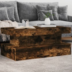 Table basse avec lumières LED chêne fumé 90x50x40 cm 622315622315