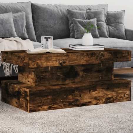 Table basse avec lumières LED chêne fumé 90x50x40 cm 622315622315