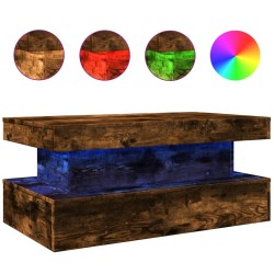 Table basse avec lumières LED chêne fumé 90x50x40 cm 622315622315