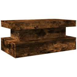 Table basse avec lumières LED chêne fumé 90x50x40 cm 622315622315