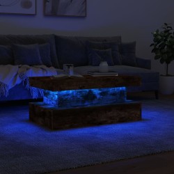 Table basse avec lumières LED chêne fumé 90x50x40 cm 622315622315