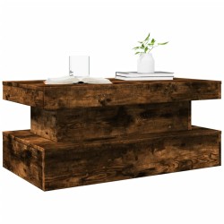 Table basse avec lumières LED chêne fumé 90x50x40 cm 622315622315