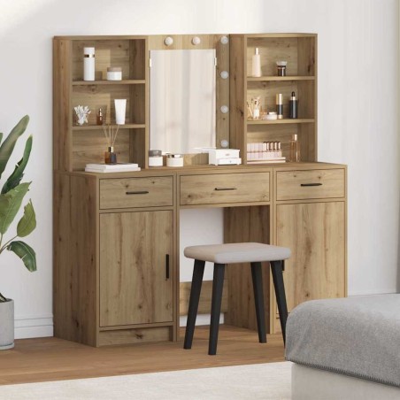 Ensemble de table de maquillage avec LED 3 pc Chêne artisanal 622319622319
