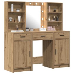 Ensemble de table de maquillage avec LED 3 pc Chêne artisanal 622319622319